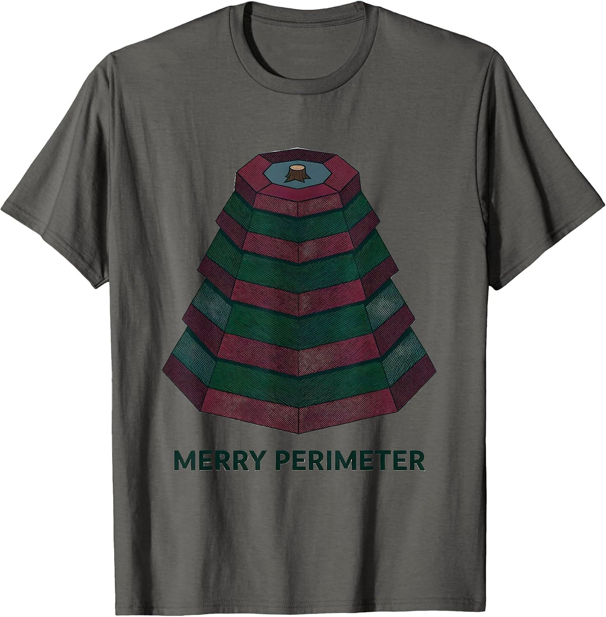 Men's Merry Perimeter Math Teacher Christmas Pun Humor Geometry T-Shirt - Asphalt Grey