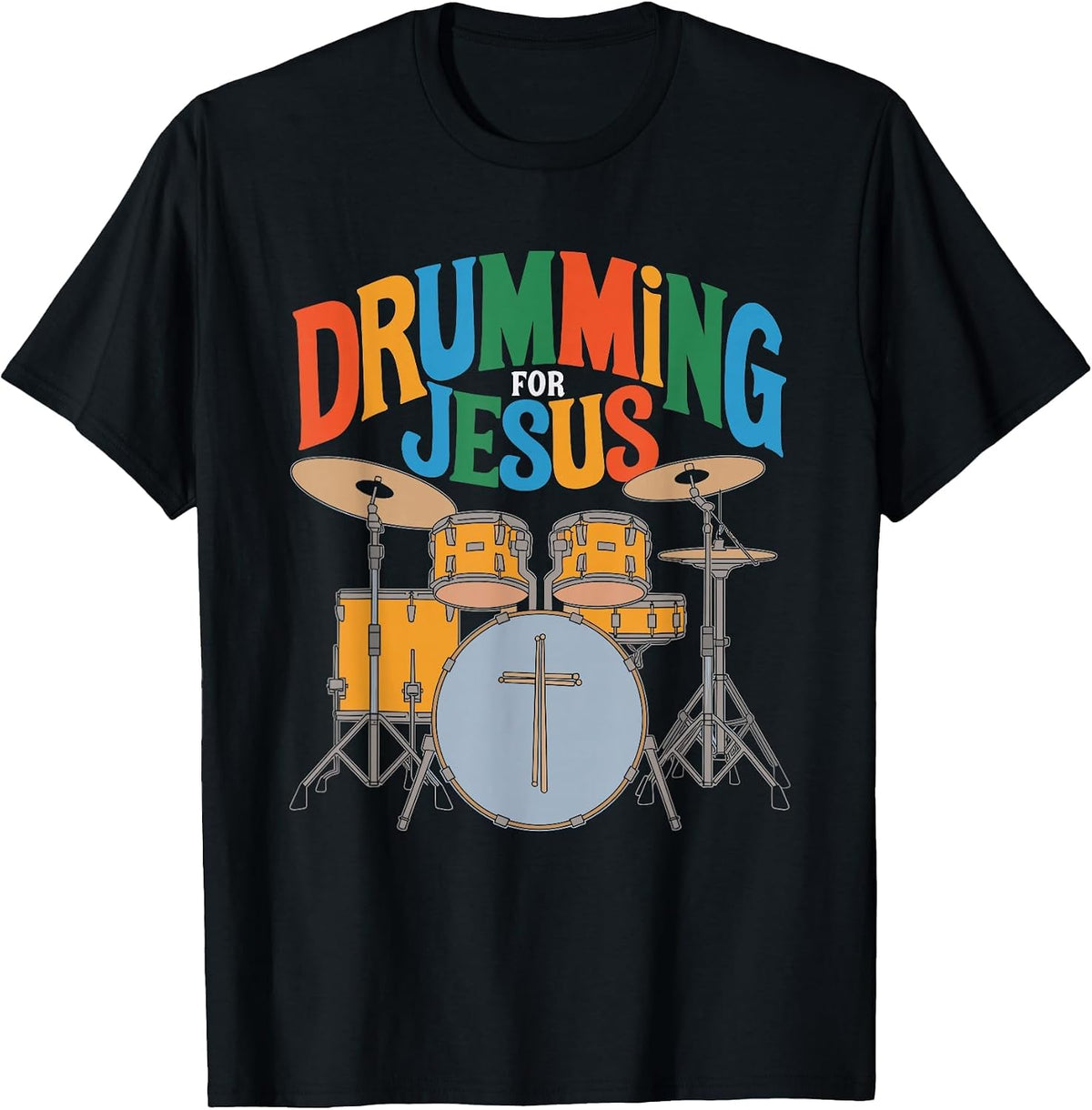 Drumming for Jesus, Drums Percussionist and Drummer Drumming T-Shirt - Black