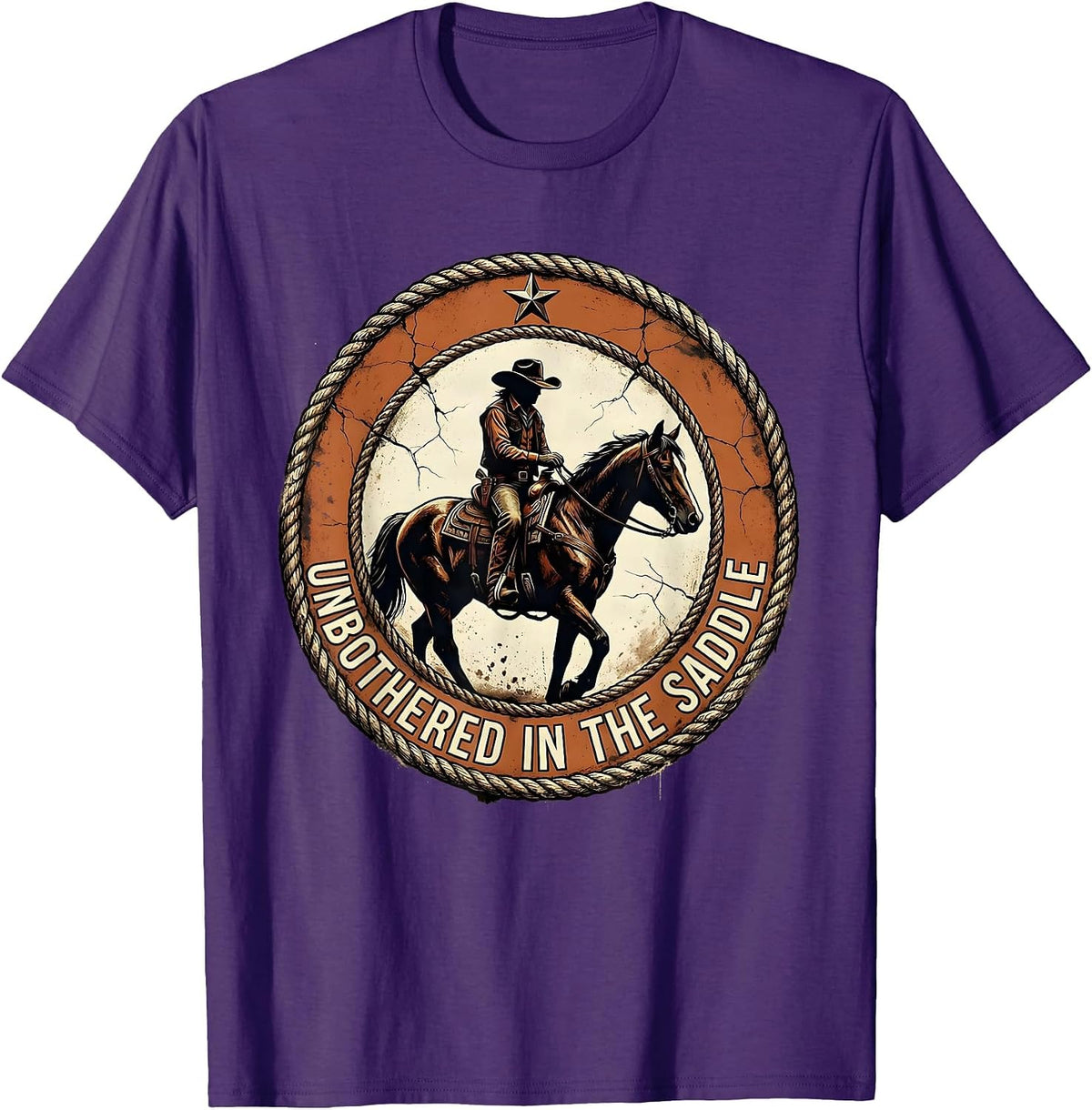 Unbothered In The Saddle Black Cowgirl Design T-Shirt - Purple