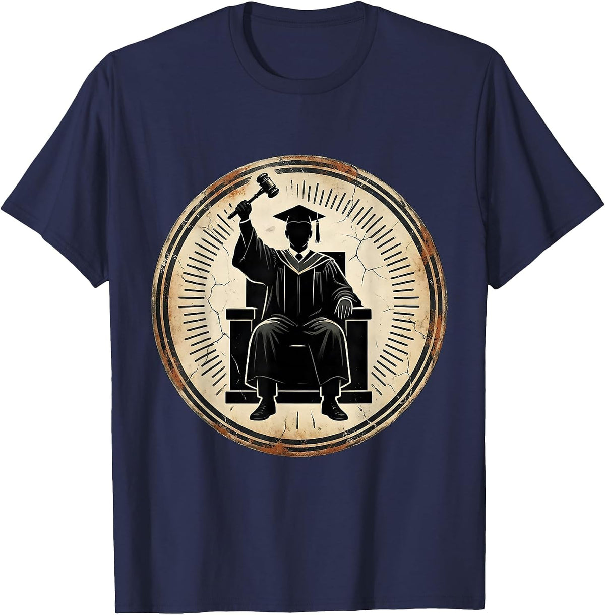 Doctoral Graduate Distressed Graduation Gift T-Shirt - Navy Blue