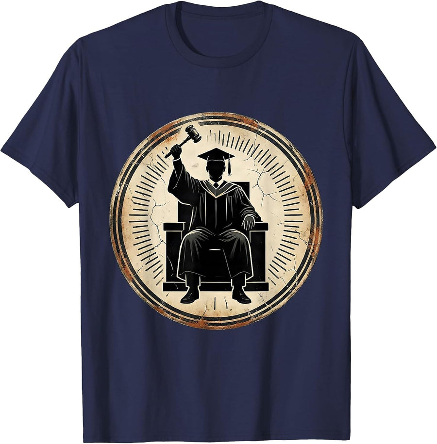 Doctoral Graduate Distressed Graduation Gift T-Shirt - Navy Blue