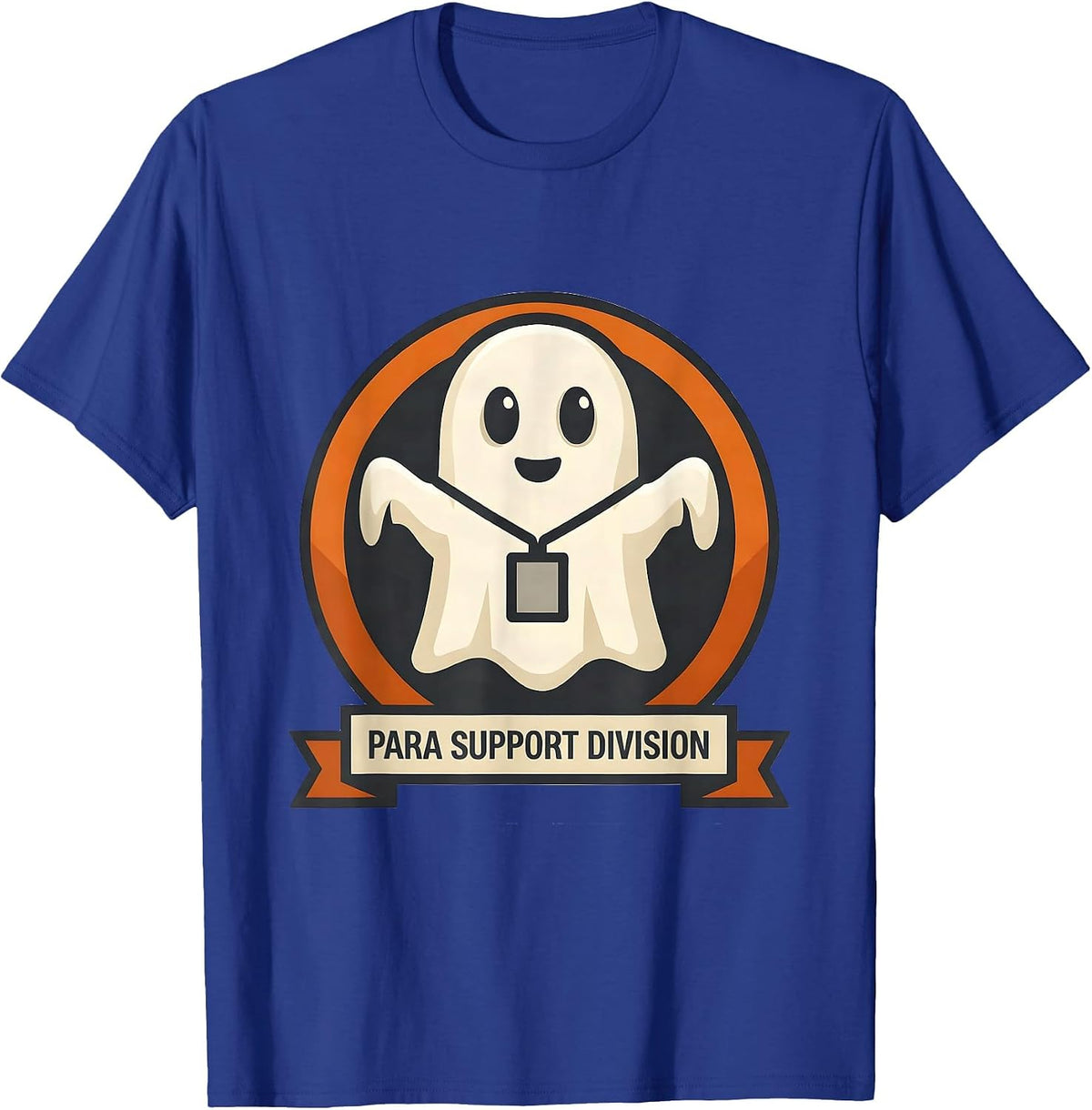Men's Para Support Division Ghost Halloween SpED Paraprofessional T-Shirt - Royal Blue