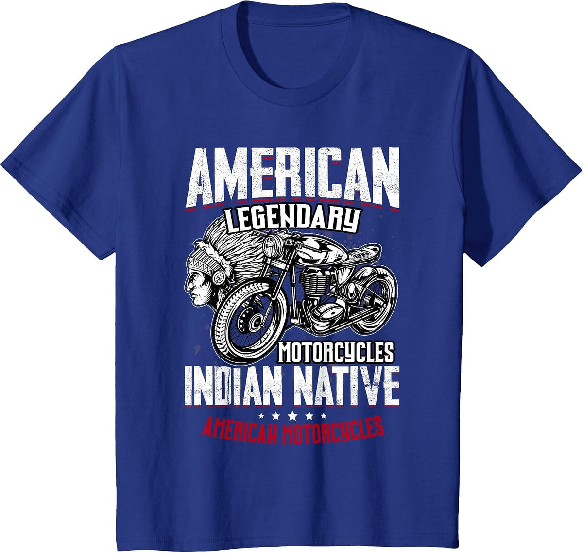Native American Classic Motorcycle Indian for Old Biker T-Shirt - Royal Blue
