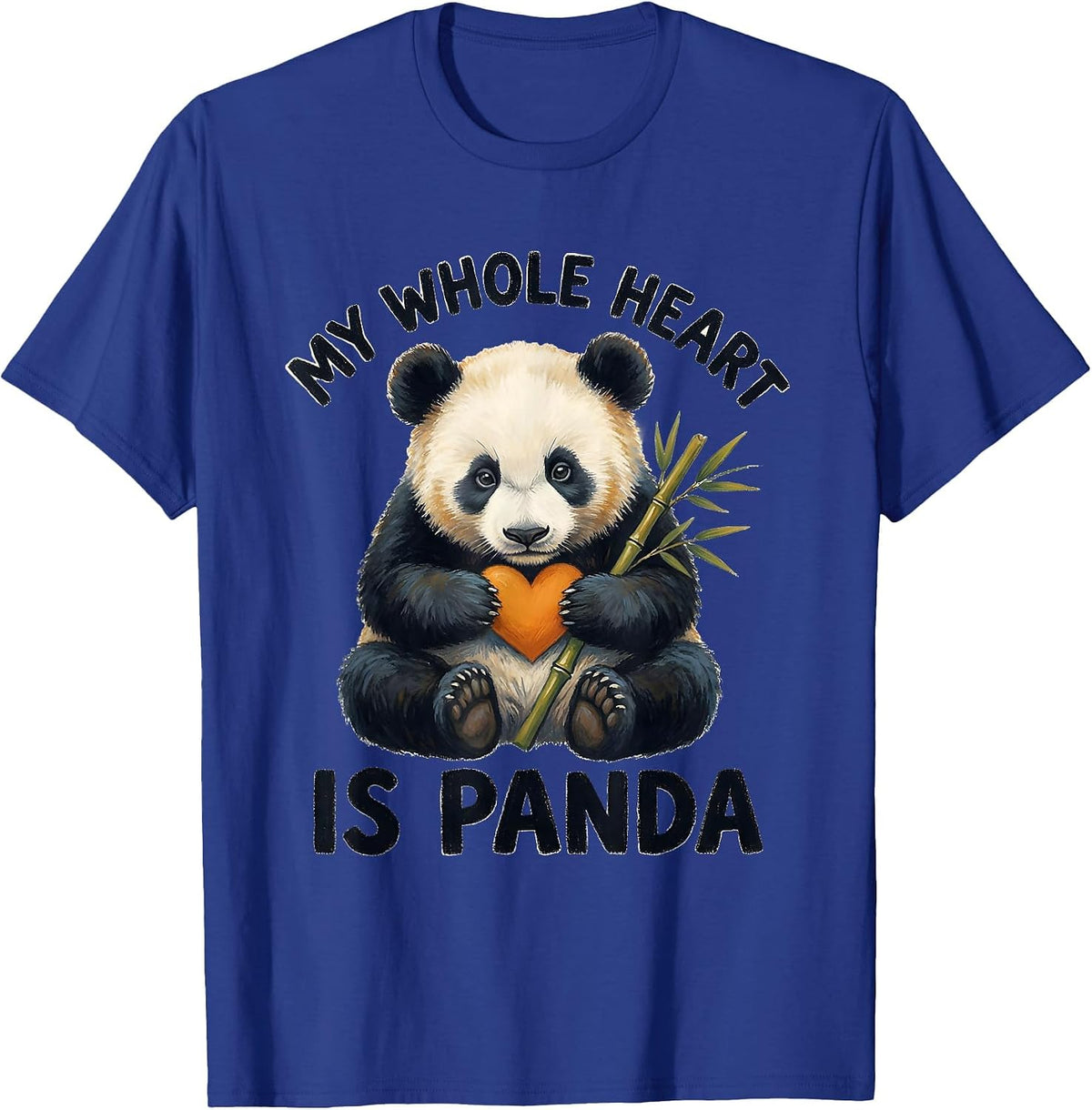 Men's My Whole Heart Is Panda Cute Kawaii Animal Lover Humor T-Shirt - Royal Blue
