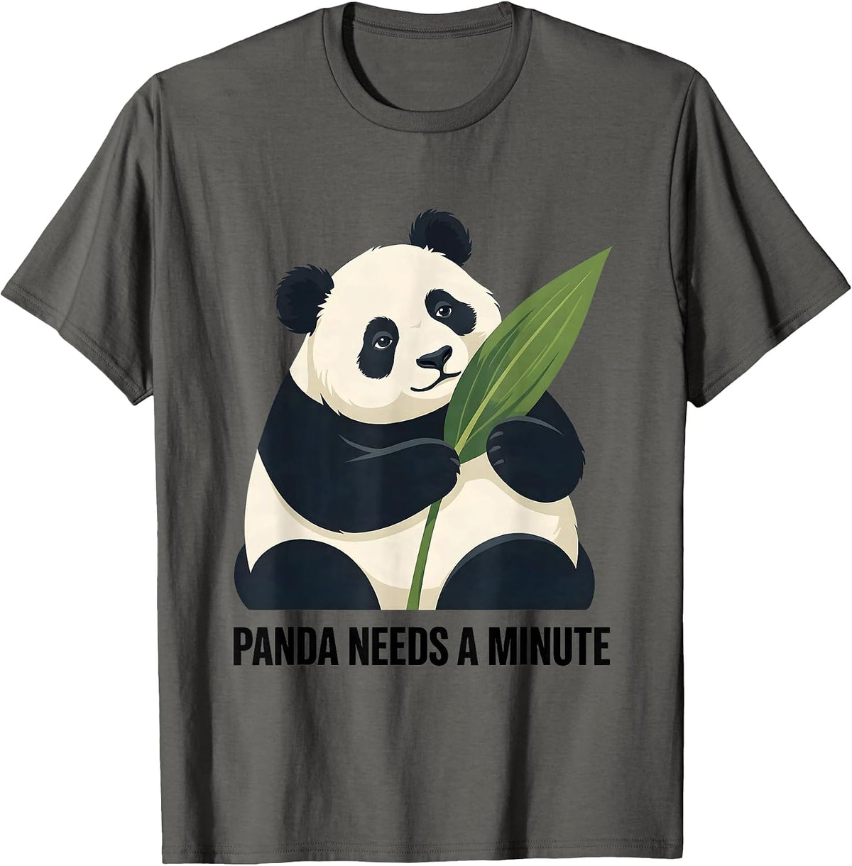 Panda Needs A Minute Funny Cute Kawaii Panda Lover Gift T-Shirt - Asphalt Grey