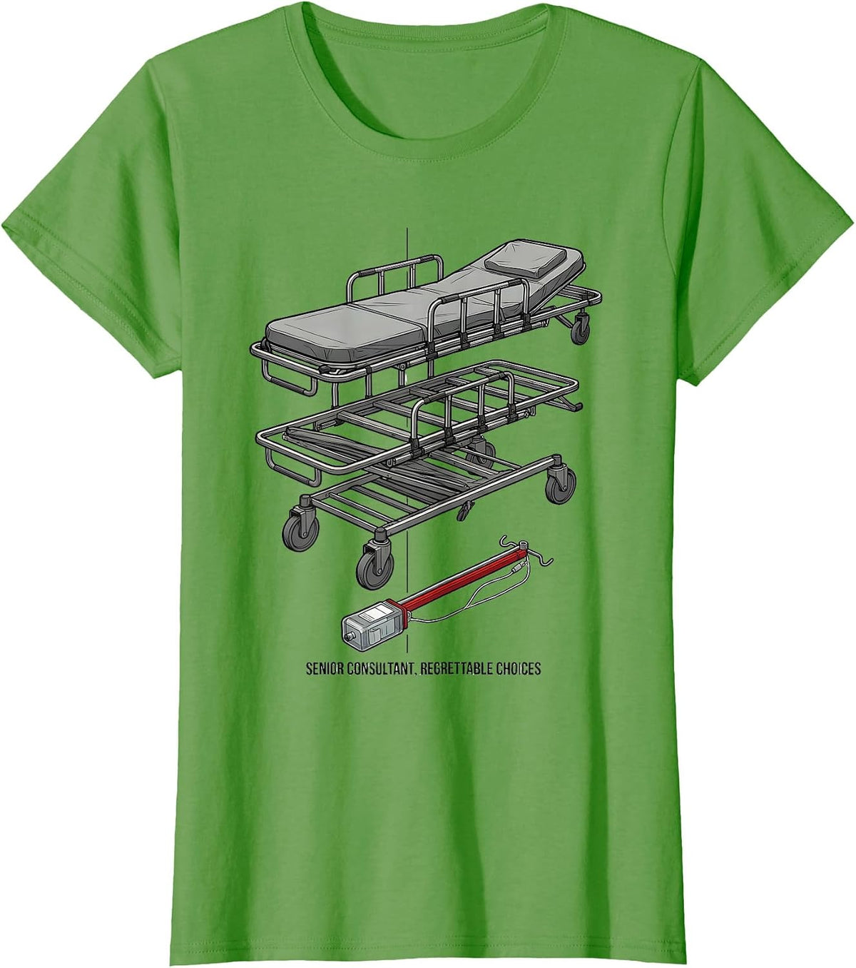 Women's Senior Consultant Regrettable Choices Funny EMT Paramedic T-Shirt - Grass Green