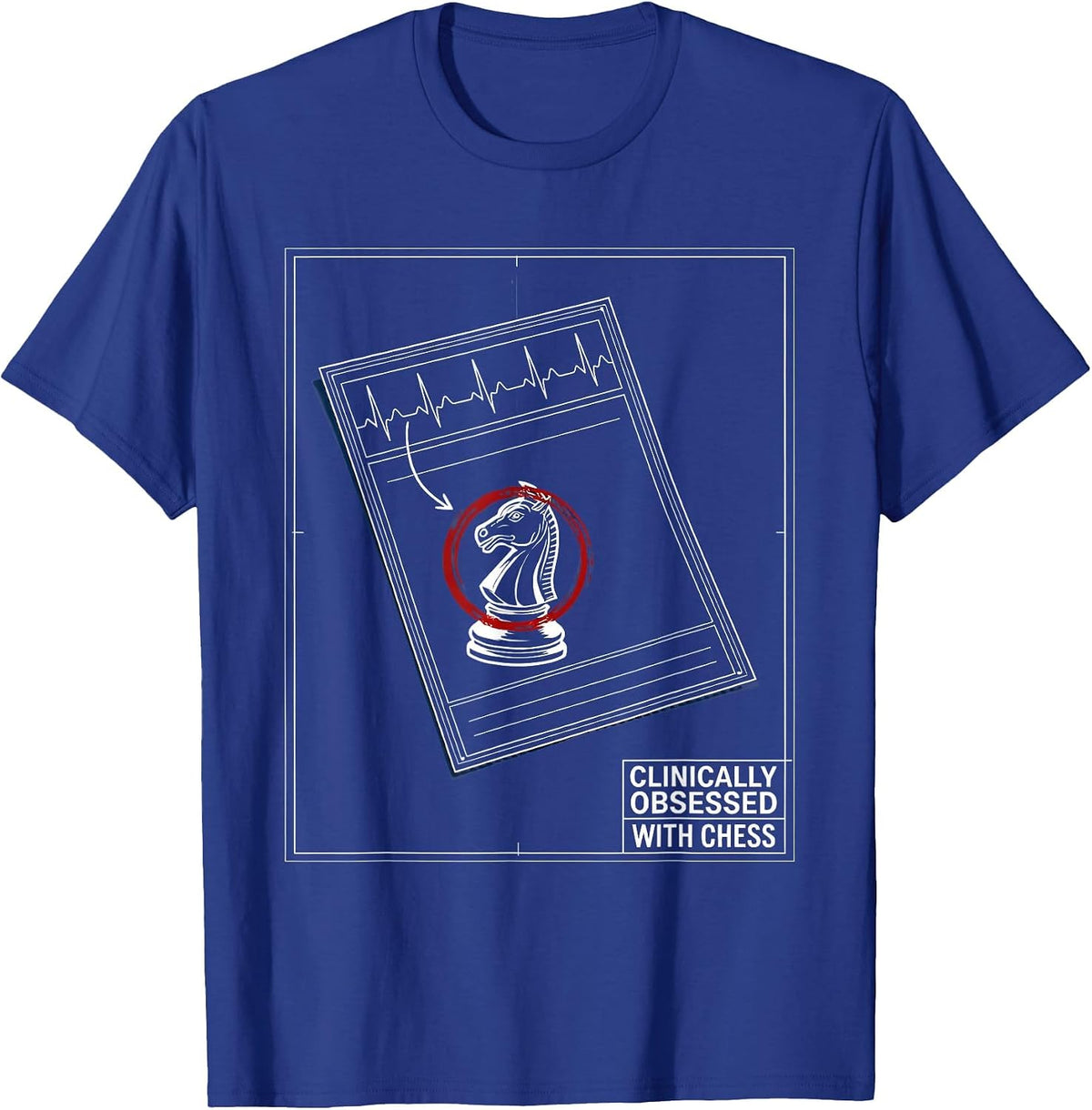 Clinically Obsessed With Chess Blueprint Chess Lover T-Shirt - Royal Blue