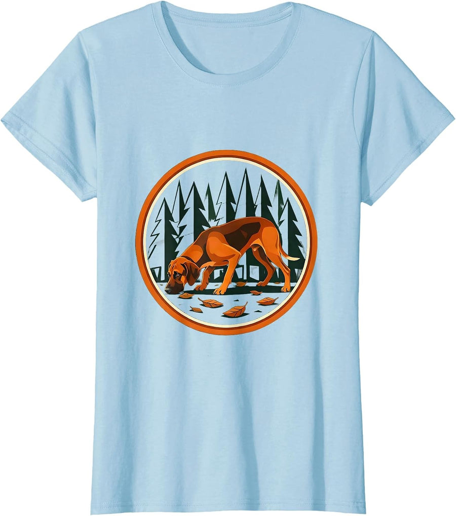Women's Bloodhound On The Trail Hunting Graphic T-Shirt - Baby Blue