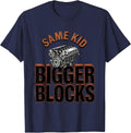 Same Kid Bigger Blocks Funny Mechanic Garage Motor Engine T-Shirt - Navy Blue