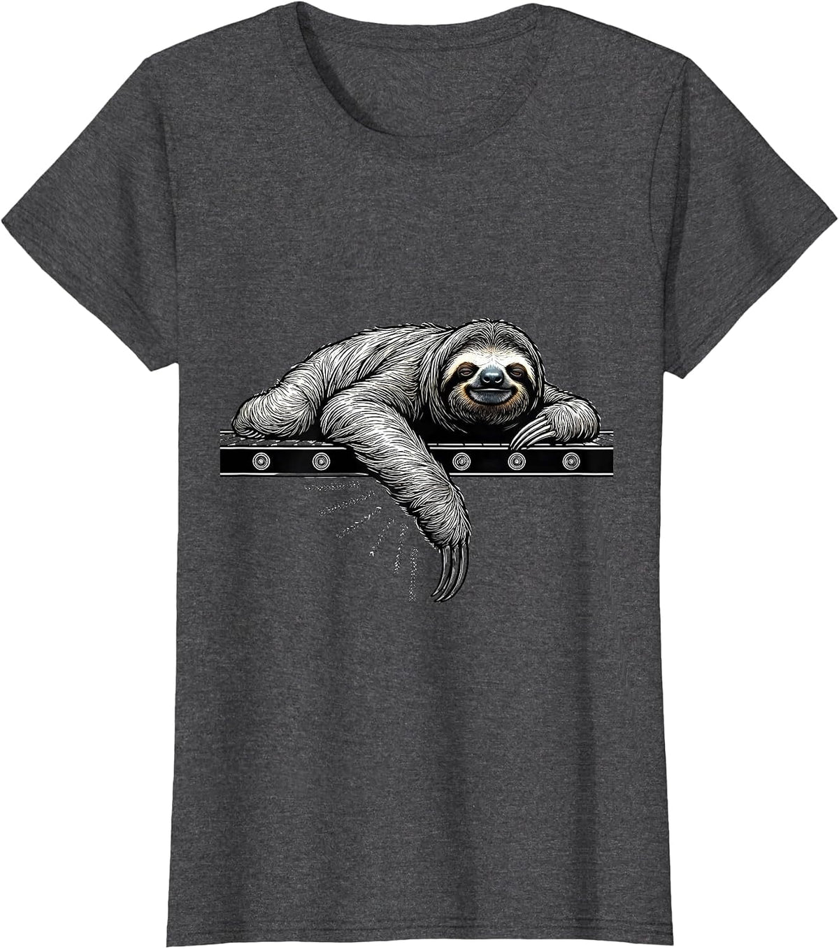 Women's Contour Sloth Funny Sloth Lover Animal Humor Gift T-Shirt - Dark Heather Grey