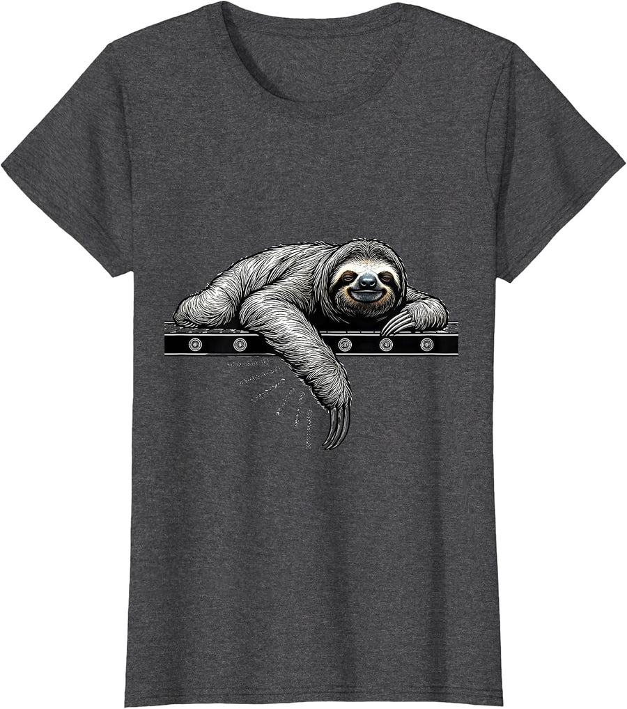 Women's Contour Sloth Funny Sloth Lover Animal Humor Gift T-Shirt - Dark Heather Grey