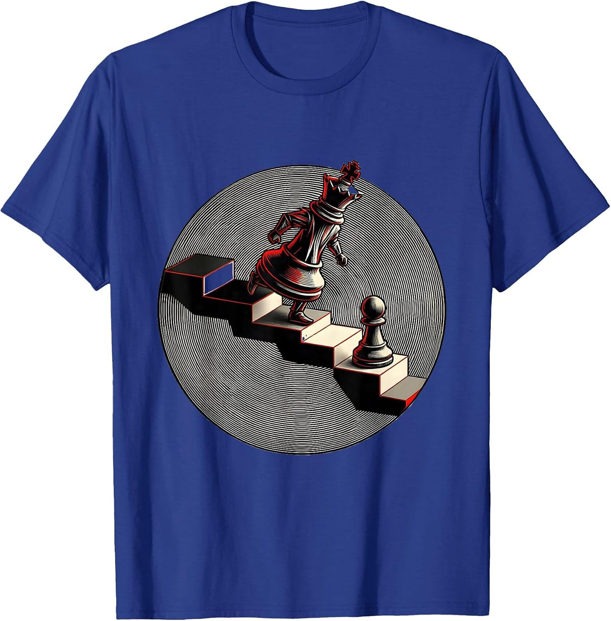 Concentric Moiré Medallion Chess Player Humor Gift T-Shirt - Royal Blue