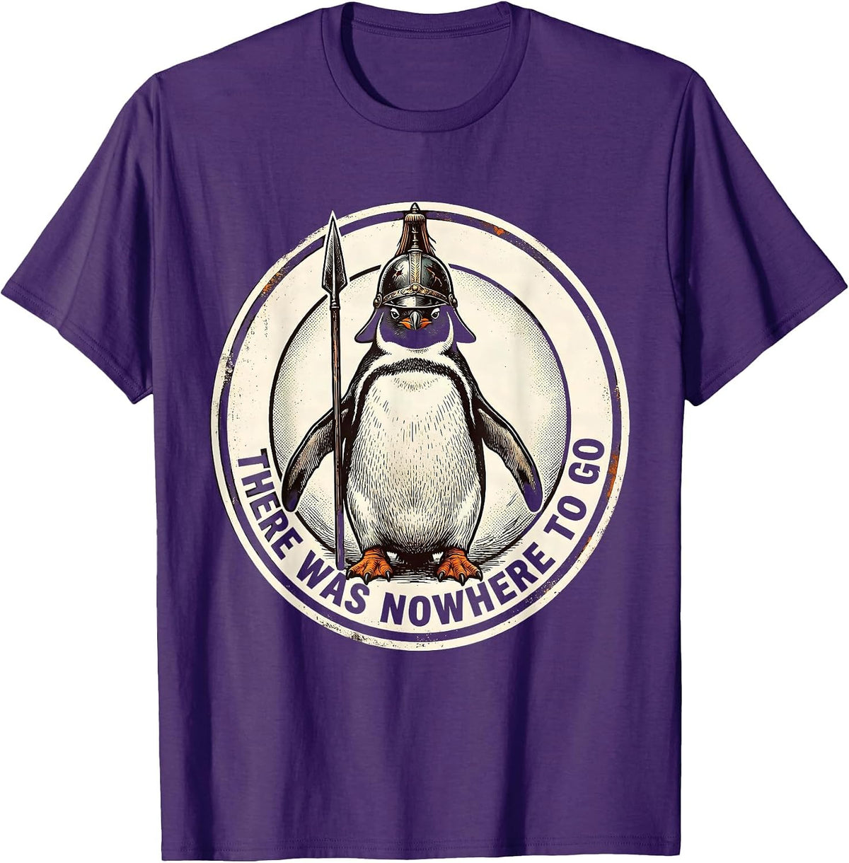 There Was Nowhere To Go Vintage Funny Penguin Martial Arts T-Shirt - Purple