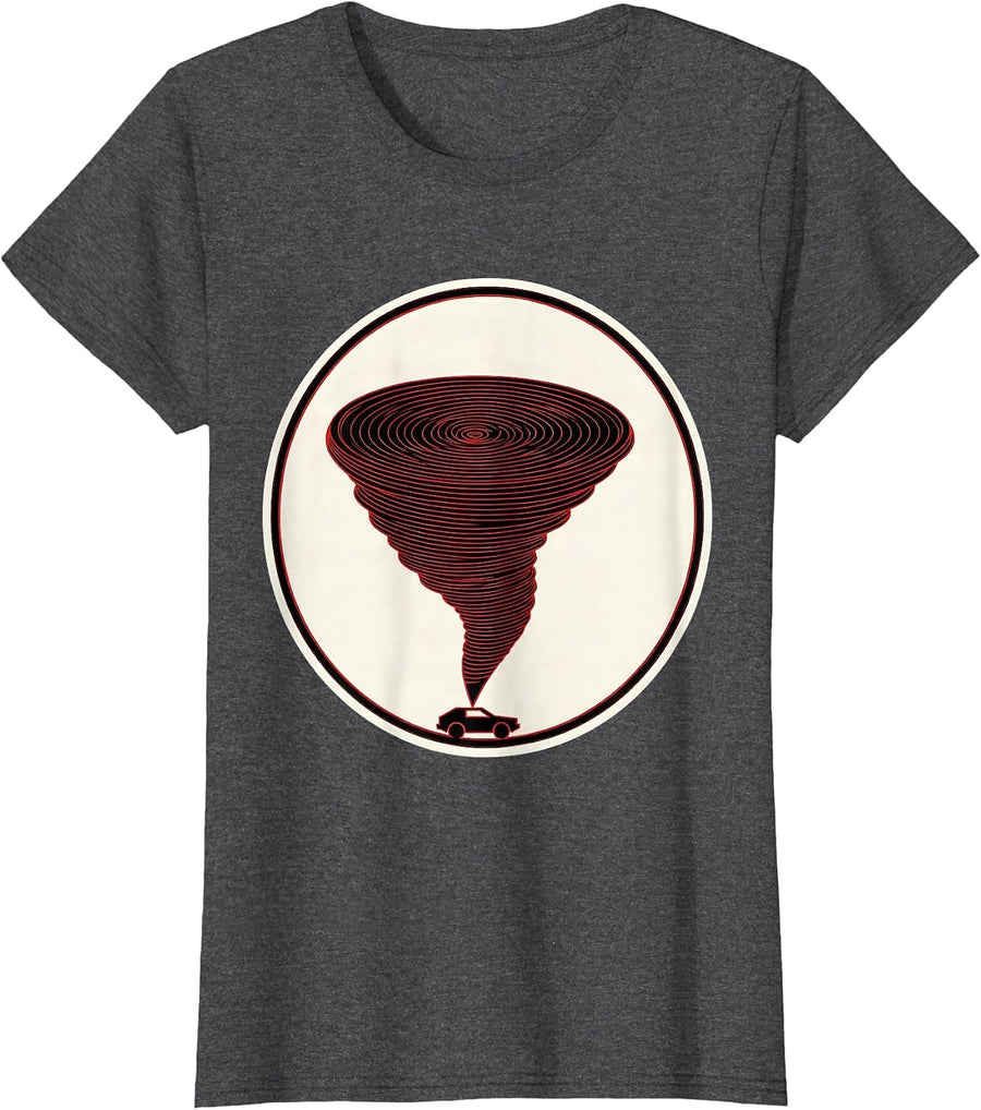 Women's Tornado Chaser Badge Storm Meteorology Enthusiast Humor T-Shirt - Dark Heather Grey