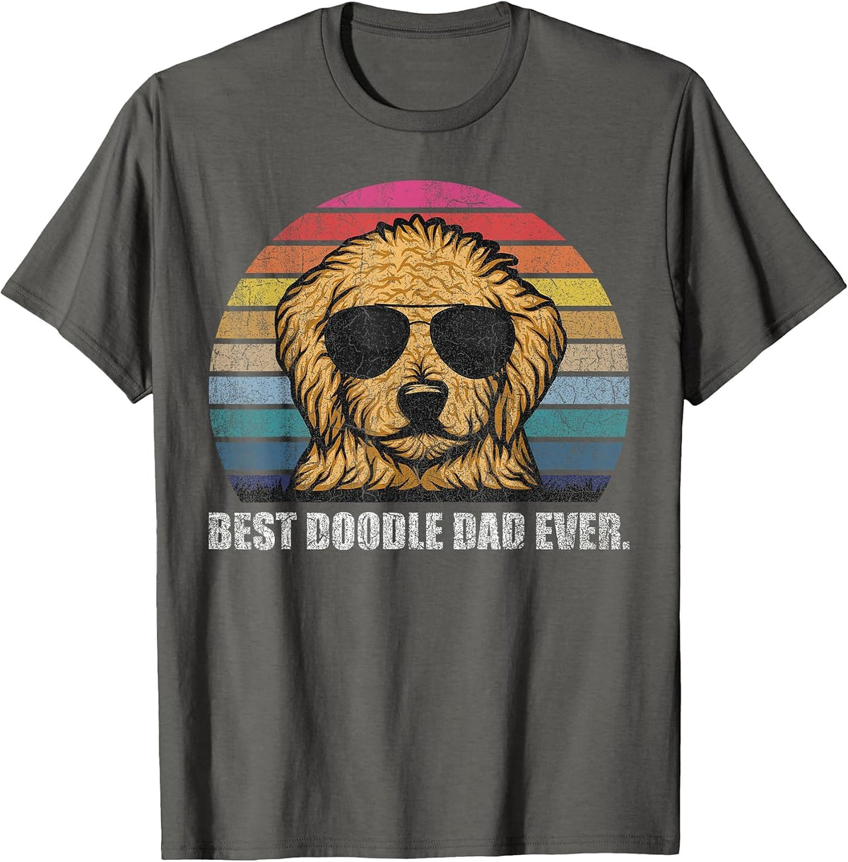 Best Doodle Dad Ever Shirt Vintage Retro Goldendoodle Dad T-Shirt - Asphalt Grey
