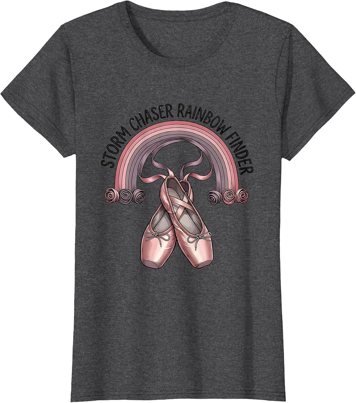 Women's Storm Chaser Rainbow Finder Colorful Design T-Shirt - Dark Heather Grey