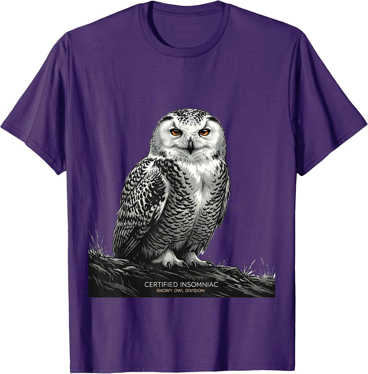 Men's Certified Insomniac, Snowy Owl Division Vintage T-Shirt - Purple