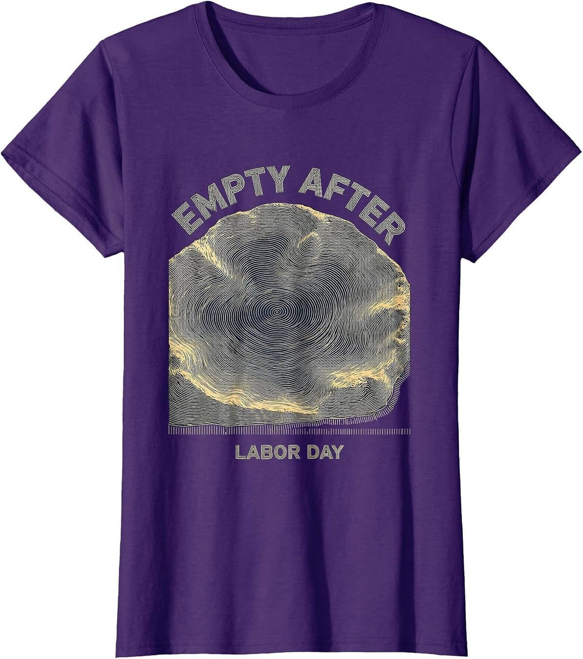 Women's Empty After Labor Day Bathymetric Lake Map Regional Pride T-Shirt - Purple