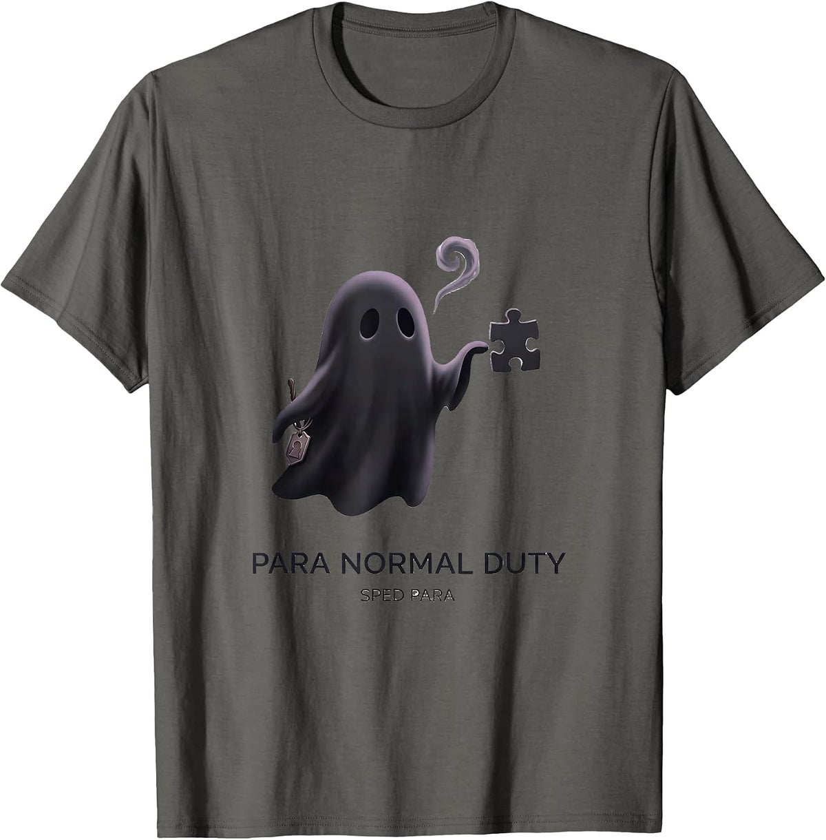 Para Normal Duty SPED Para Funny Ghost Paraprofessional T-Shirt - Asphalt Grey