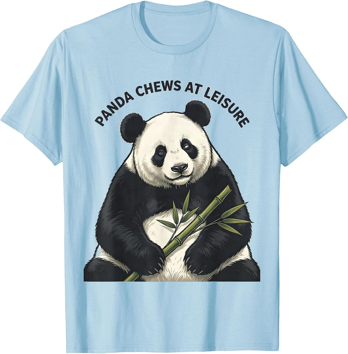 Men's Panda Chews At Leisure Funny Cute Panda Lover Animal Humor T-Shirt - Baby Blue