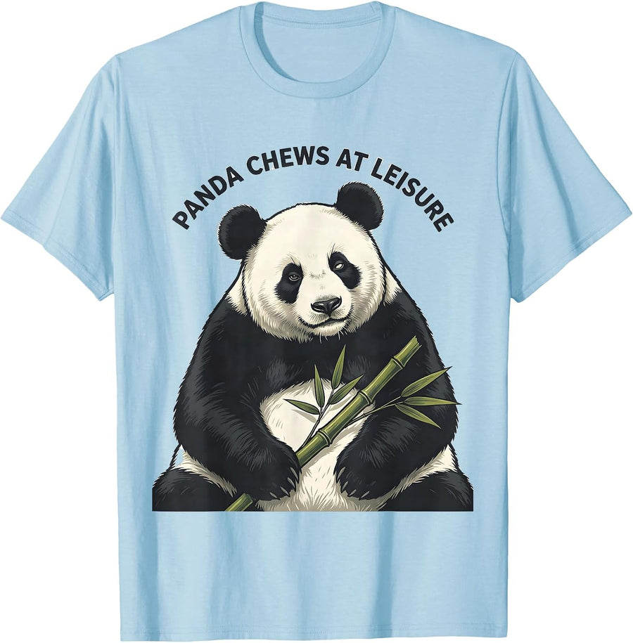 Men's Panda Chews At Leisure Funny Cute Panda Lover Animal Humor T-Shirt - Baby Blue