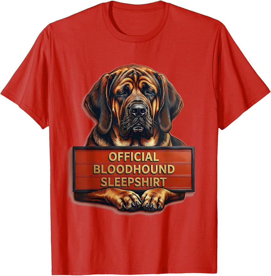 Men's Official Bloodhound Sleepshirt Dog Lover Napping Pajamas T-Shirt - Red