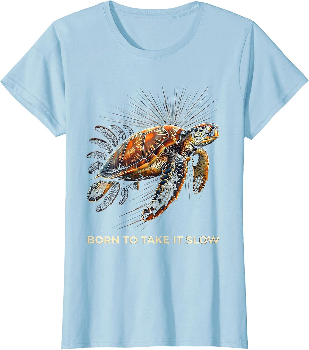 Born to Take It Slow Turtle Graphic Design T-Shirt - Baby Blue