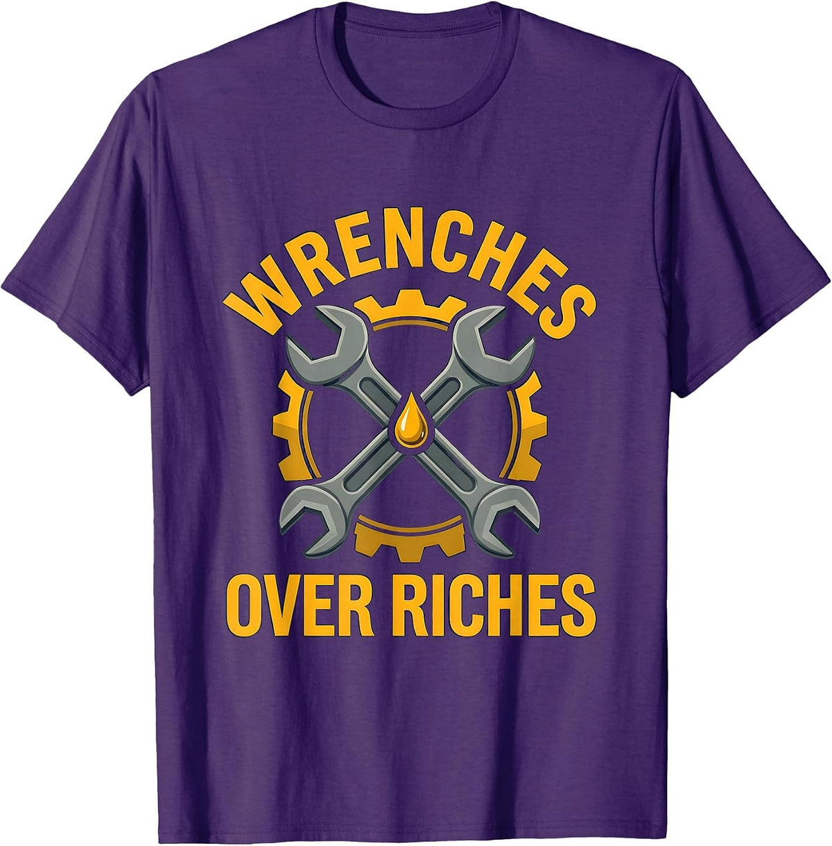 Men's Wrenches Over Riches Mechanic Pride Design T-Shirt - Purple