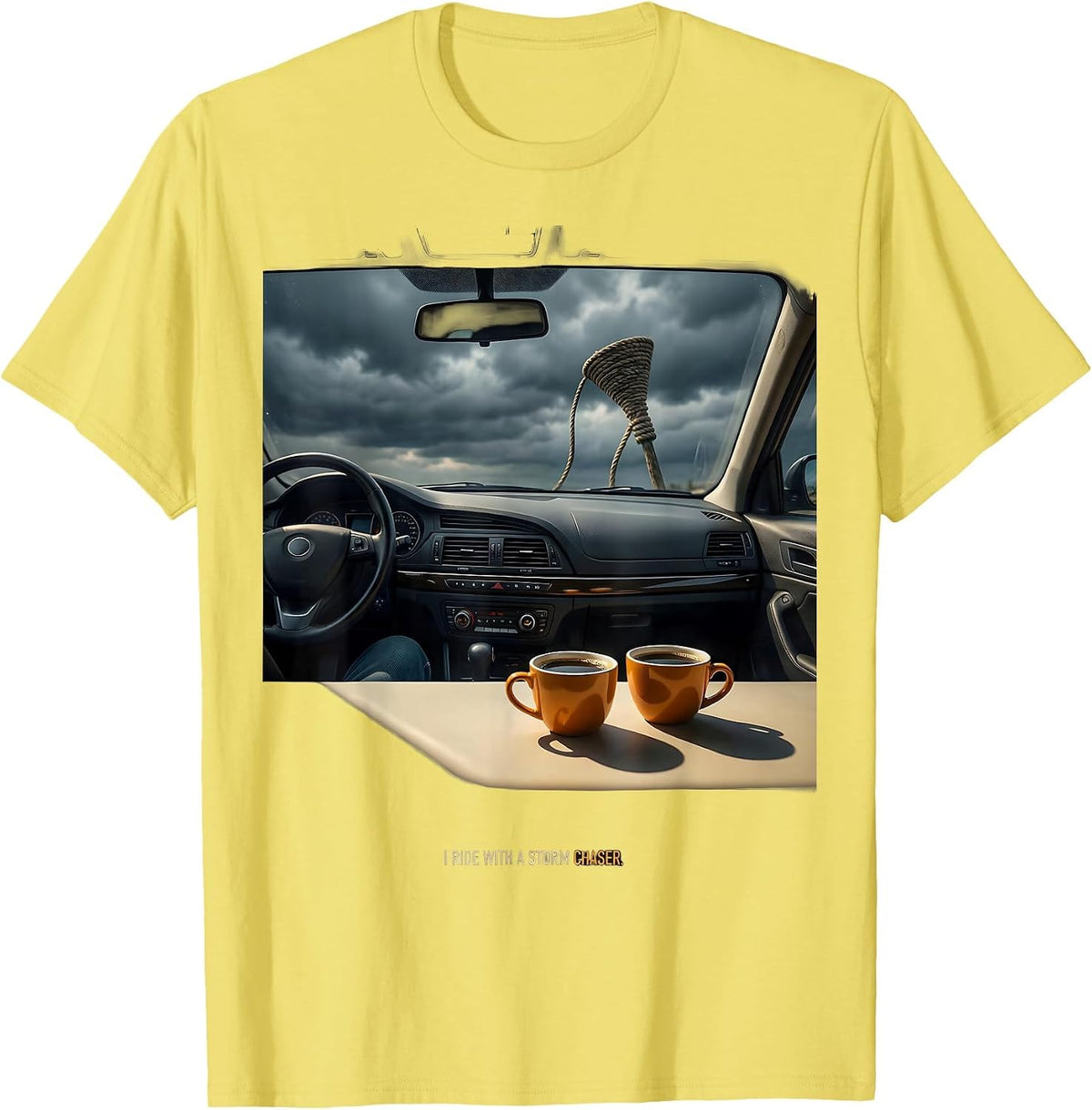 Men's I Ride With A Storm Chaser Funny Tornado Chaser Meteorology T-Shirt - Lemon Yellow