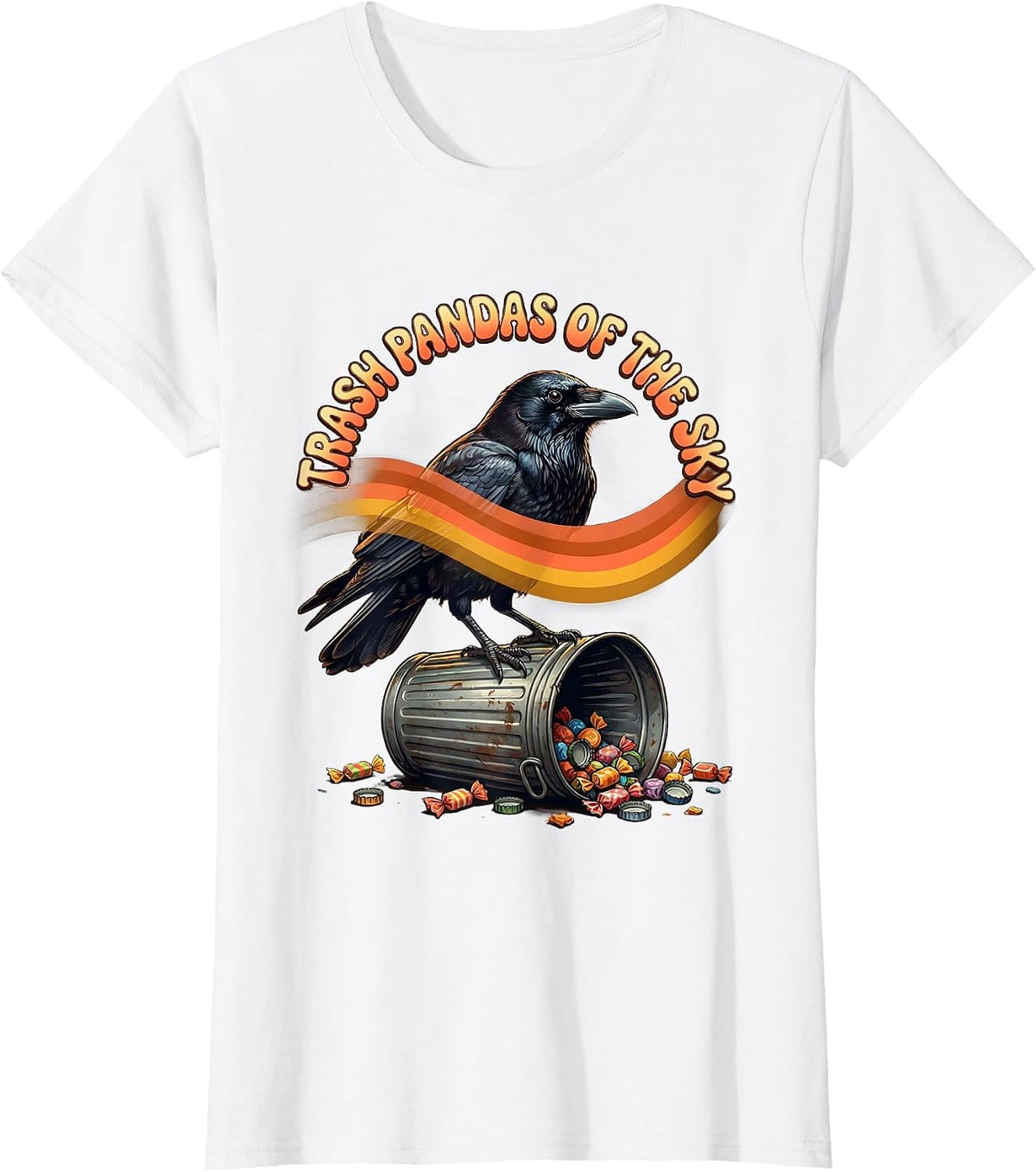 Trash Pandas of the Sky Crow Lover Design T-Shirt - White