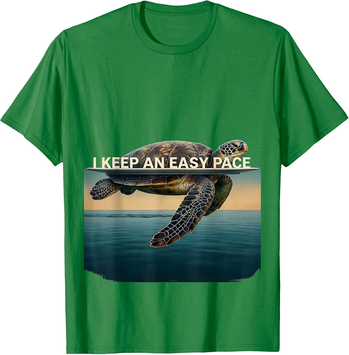 Men's I Keep An Easy Pace Sea Turtle Ocean Animal Lover Casual T-Shirt - Kelly Green