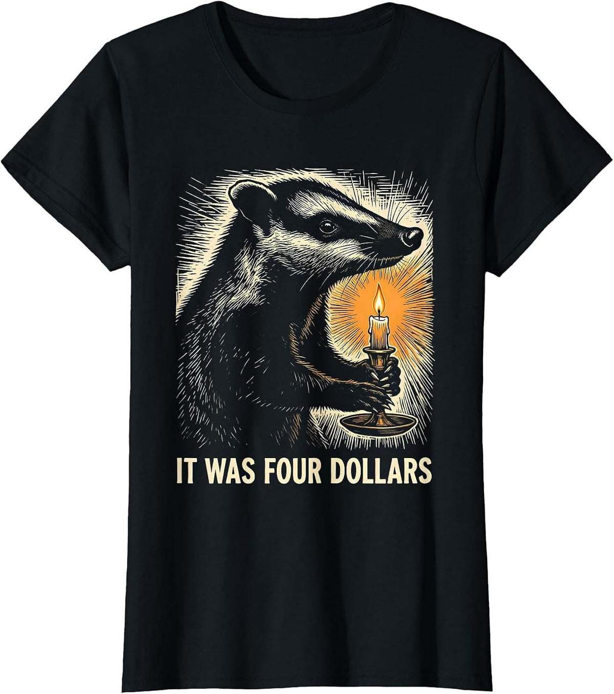 It Was Four Dollars Funny Opossum Thrifting Vintage T-Shirt - Black