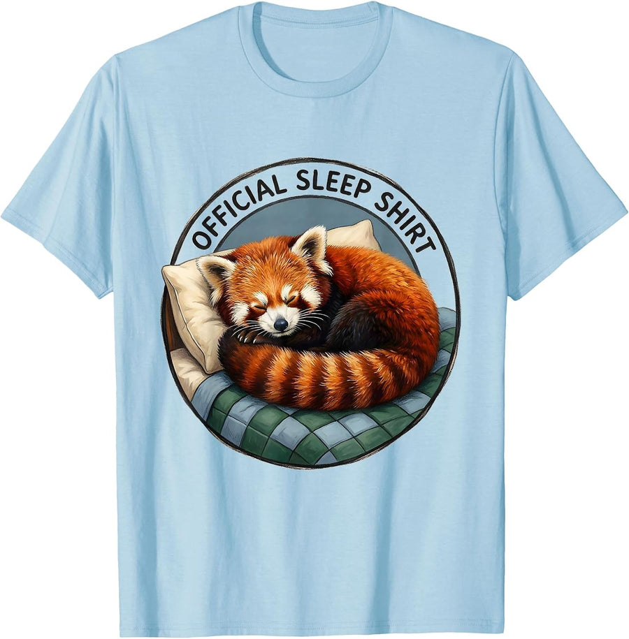 Men's Official Sleep Shirt Storybook Red Panda Animal Lover Pajama T-Shirt - Baby Blue