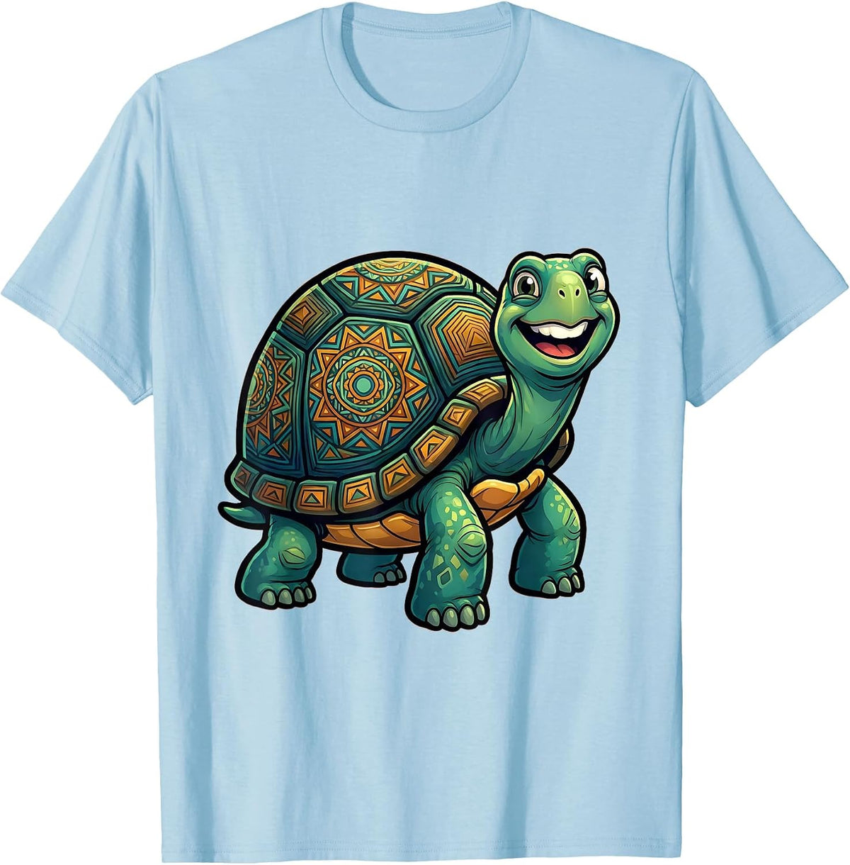 Men's Turtle Shell Geometric Mandala Pattern Design T-Shirt - Baby Blue