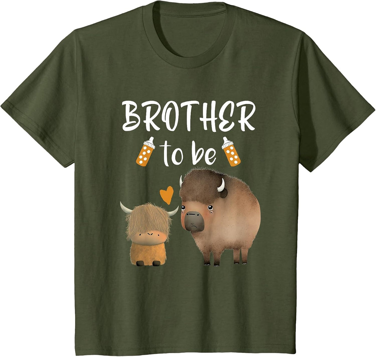 Brother to Be Buffalo Baby Shower Bison for Boy Or Girl T-Shirt - Olive Green