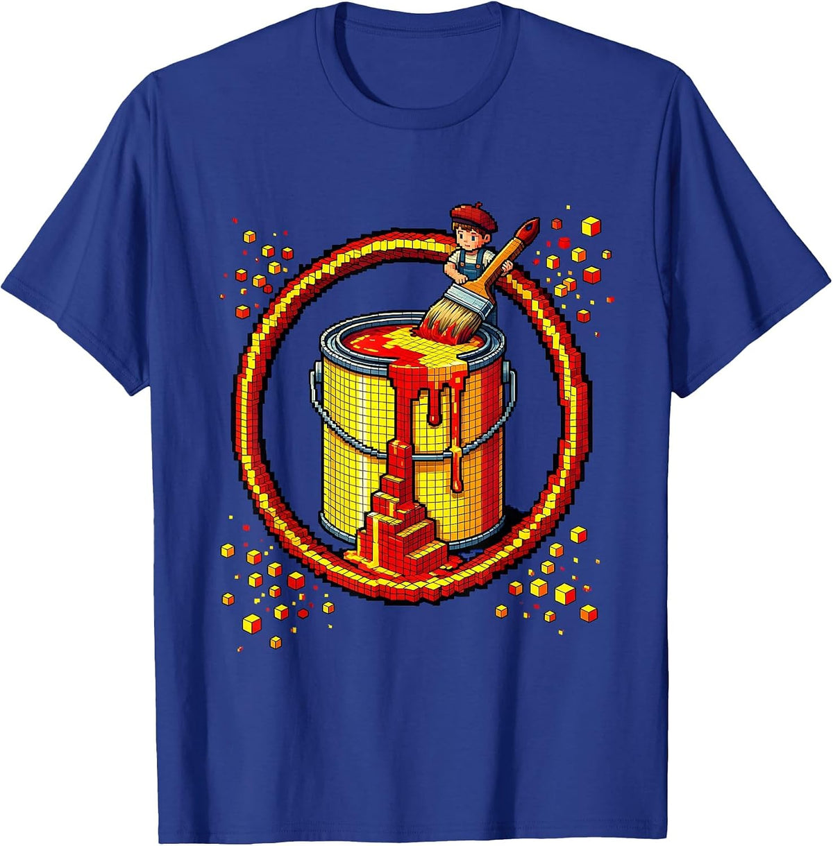 Young Painter Inside Giant Paint Can Art Kids Design T-Shirt - Royal Blue