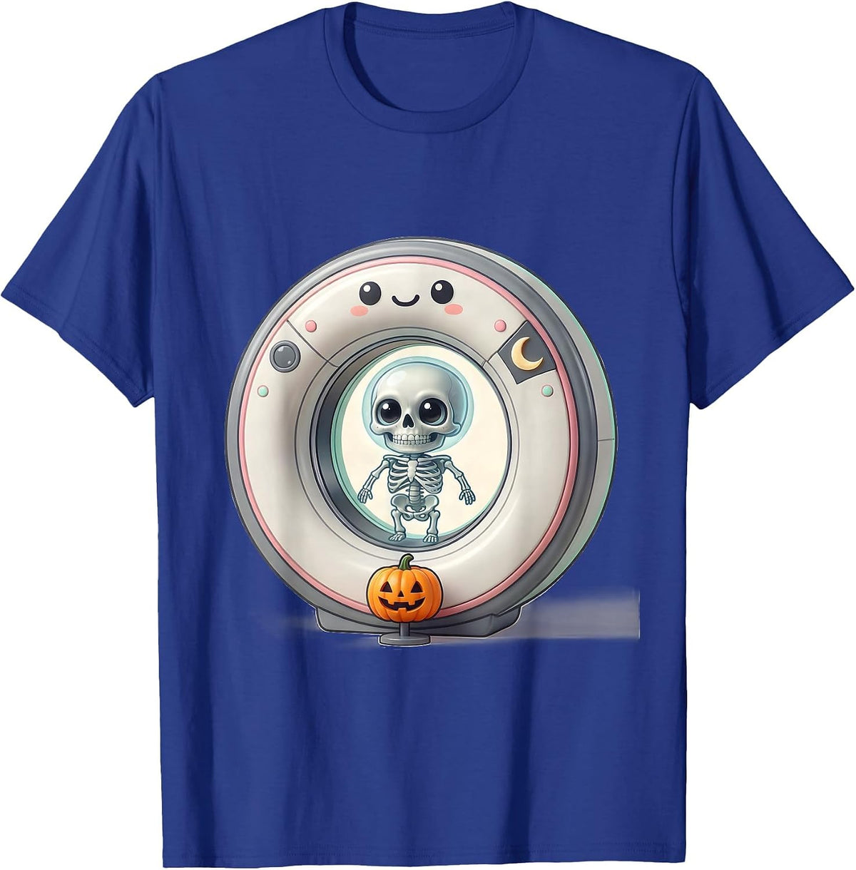 Men's Cute Kawaii CT Scanner Skeleton Halloween Radiology Tech T-Shirt - Royal Blue
