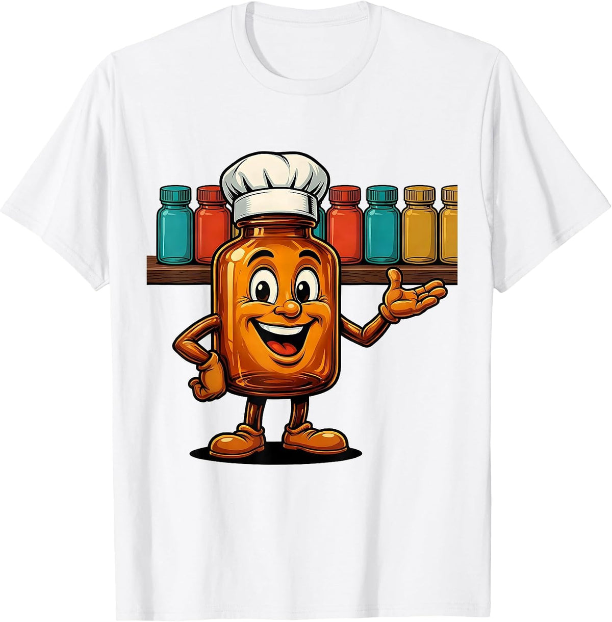 Men's Pharmacy Technician Colorful Medicine Bottles T-Shirt - White