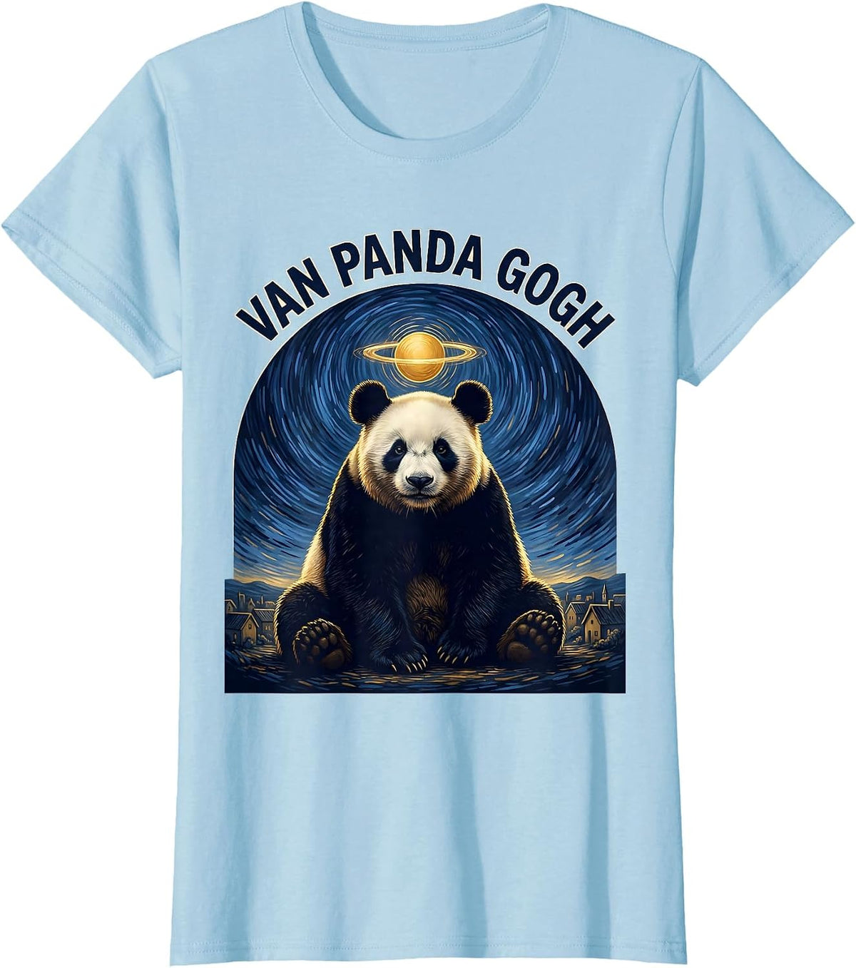 Van Panda Gogh Funny Panda Lover Animal Meme Art T-Shirt - Baby Blue