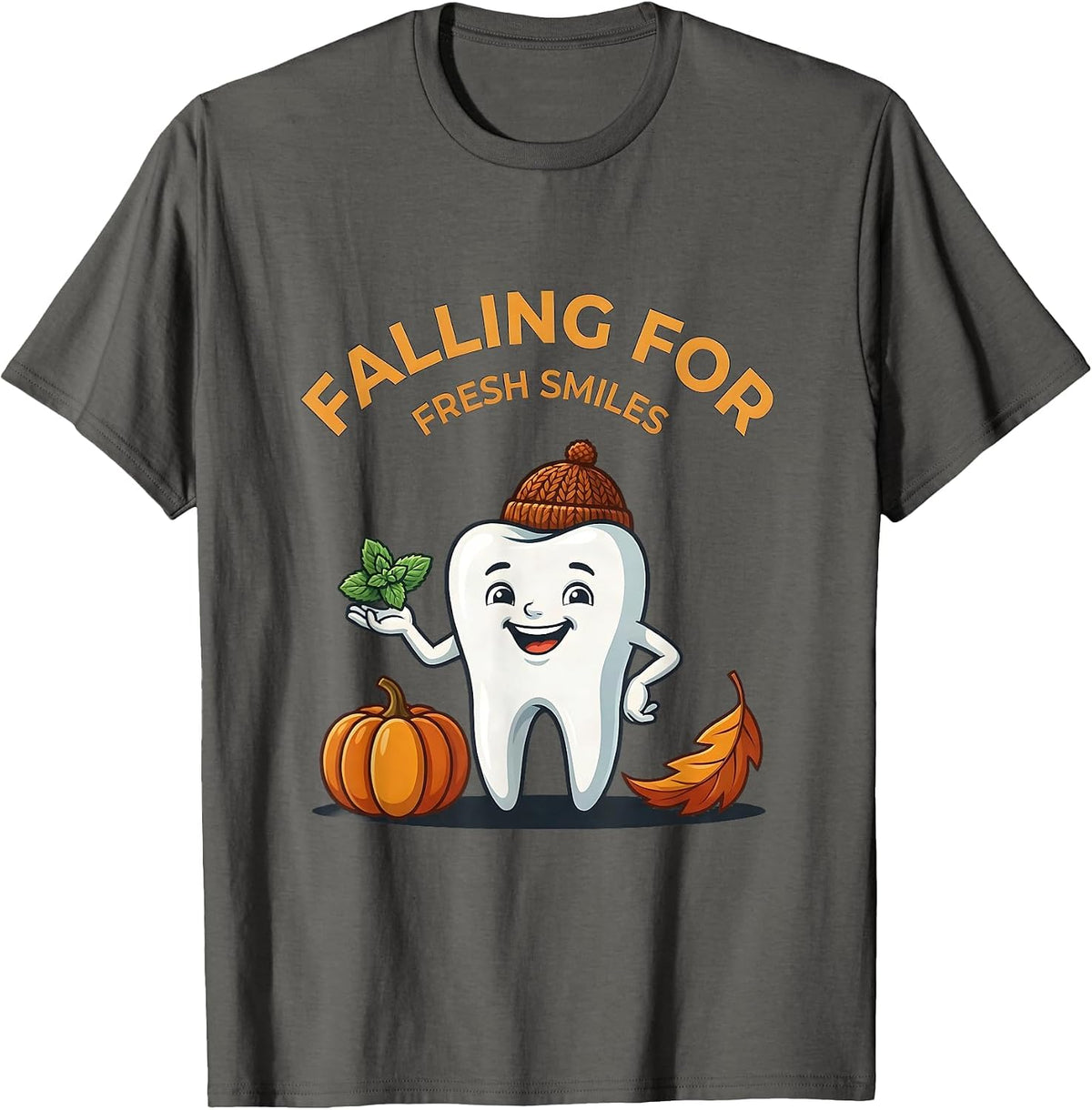 Men's Falling For Fresh Smiles Funny Dental Hygienist Humor T-Shirt - Asphalt Grey