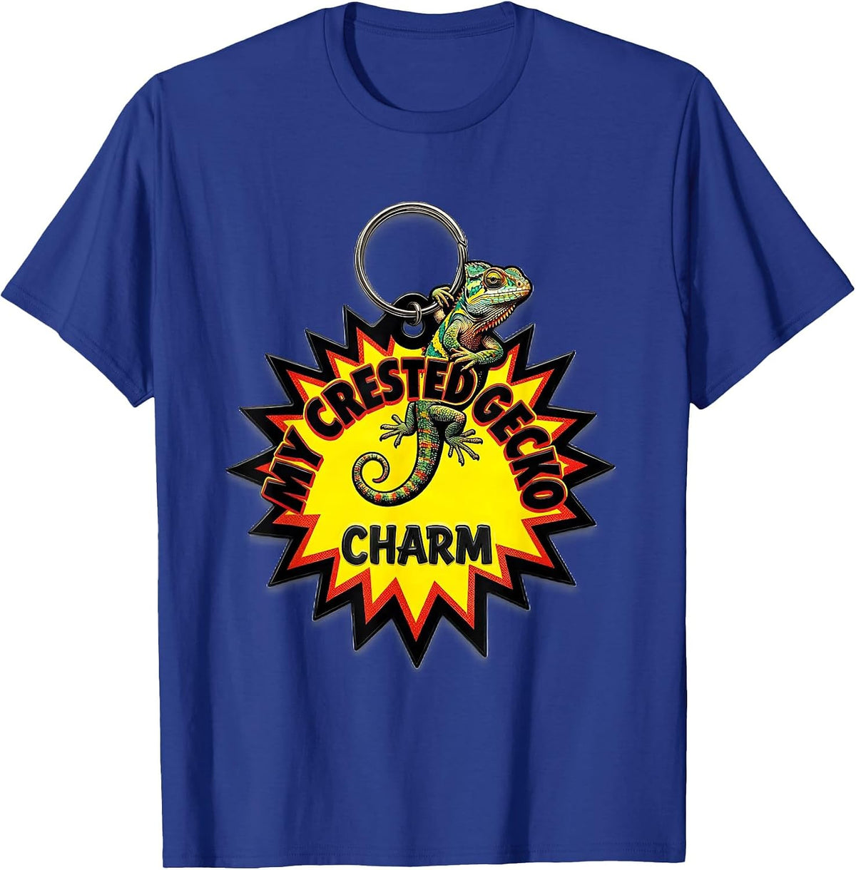 My Crested Gecko Charm Pop Art Reptile Lover Gift T-Shirt - Royal Blue