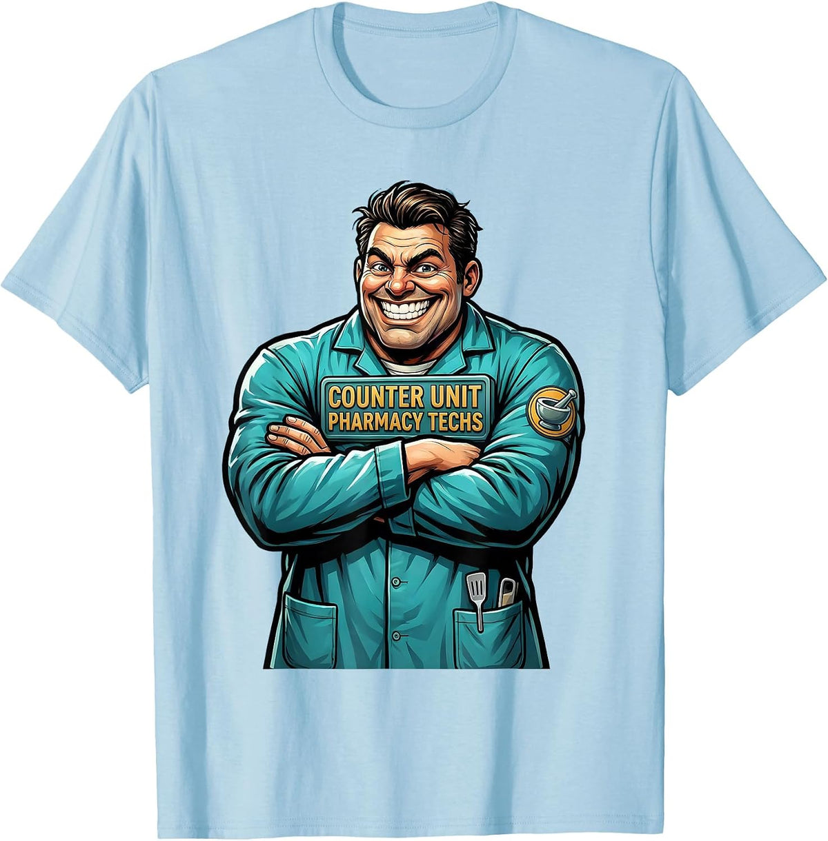Men's Counter Unit Pharmacy Techs Funny Pharmacy Technician T-Shirt - Baby Blue