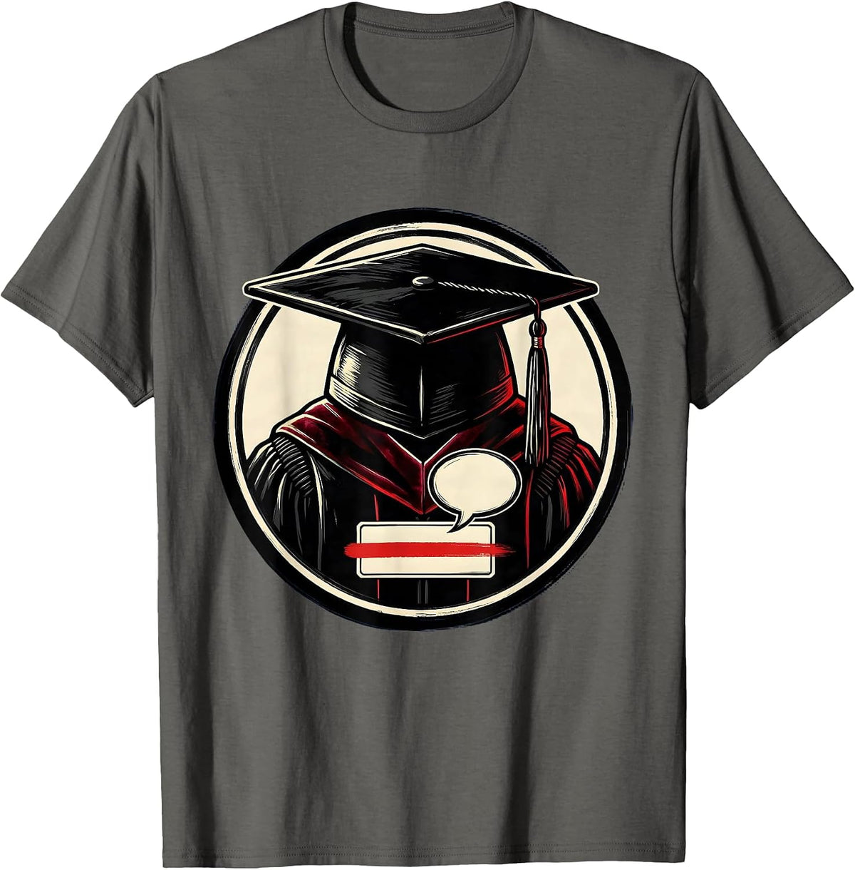 Men's Doctoral Hood Badge PhD Graduation Humor T-Shirt - Asphalt Grey