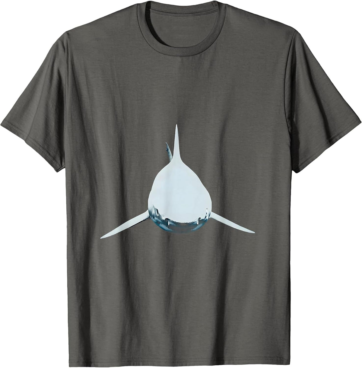 Men's Shark Cutting Through Dark Ocean Waters T-Shirt - Asphalt Grey