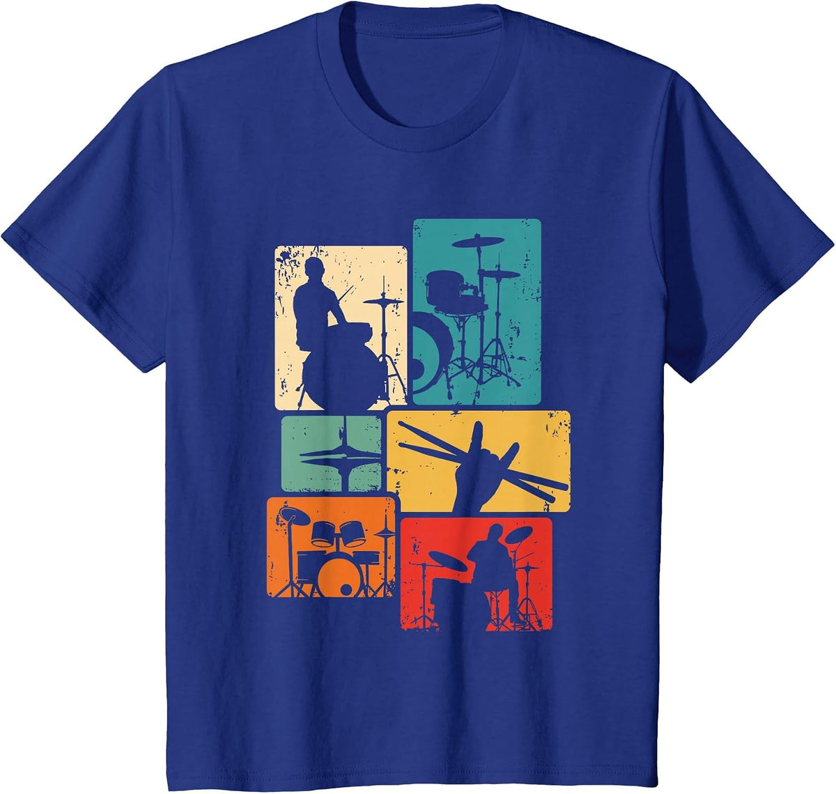 Drum Player Rock Music Drumsticks Drumming Vintage Drummer T-Shirt - Royal Blue