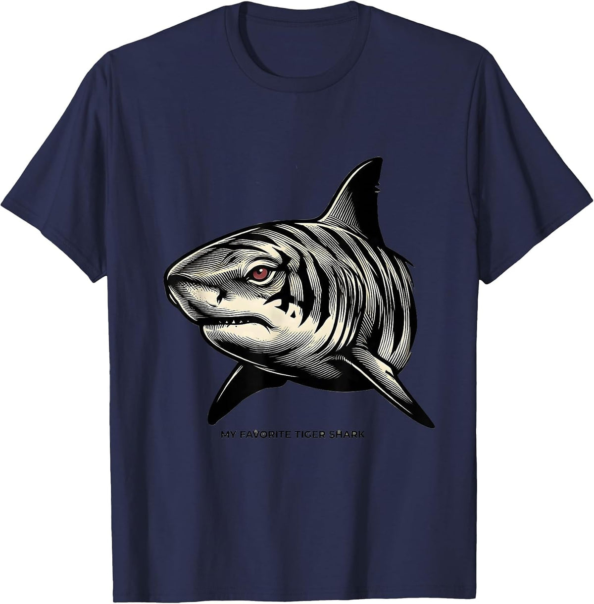My Favorite Tiger Shark Tattoo Tiger Fan Animal Lover Art T-Shirt - Navy Blue