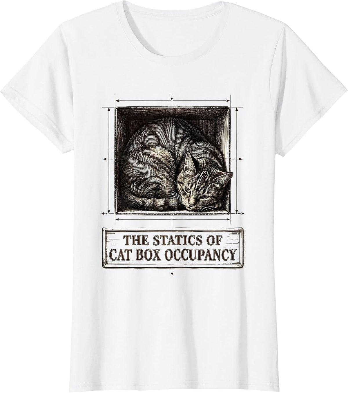Women's The Statics Of Cat Box Occupancy Funny Cat Physics Science T-Shirt - White