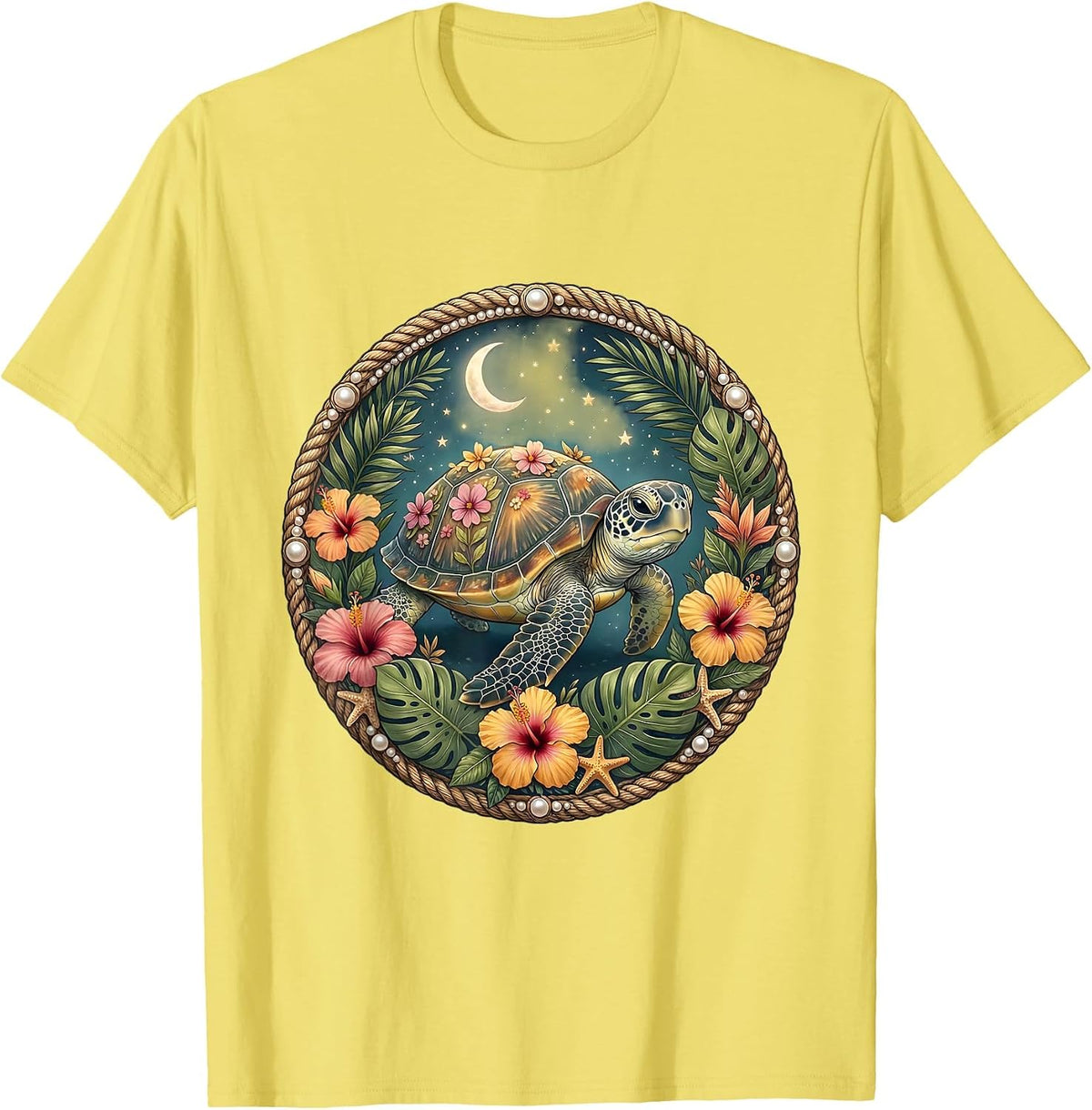 Men's Baby Sea Turtle Hawaiian Ocean Graphic T-Shirt - Lemon Yellow