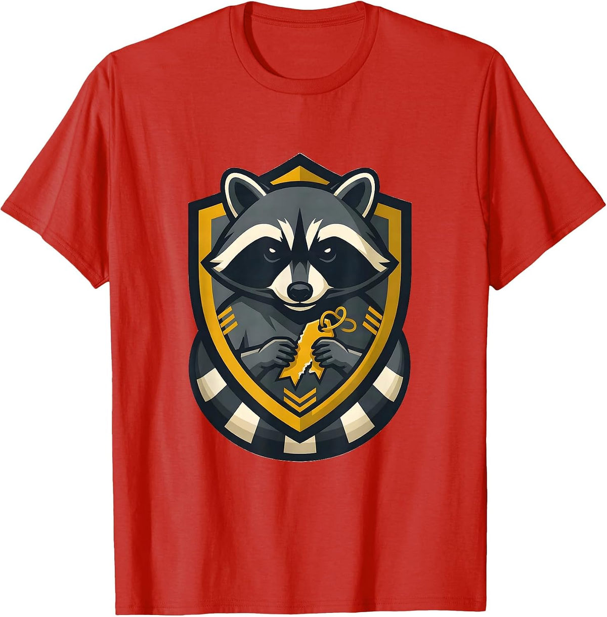 Men's Trash Panda Raccoon Mascot Logo Funny Humor T-Shirt - Red