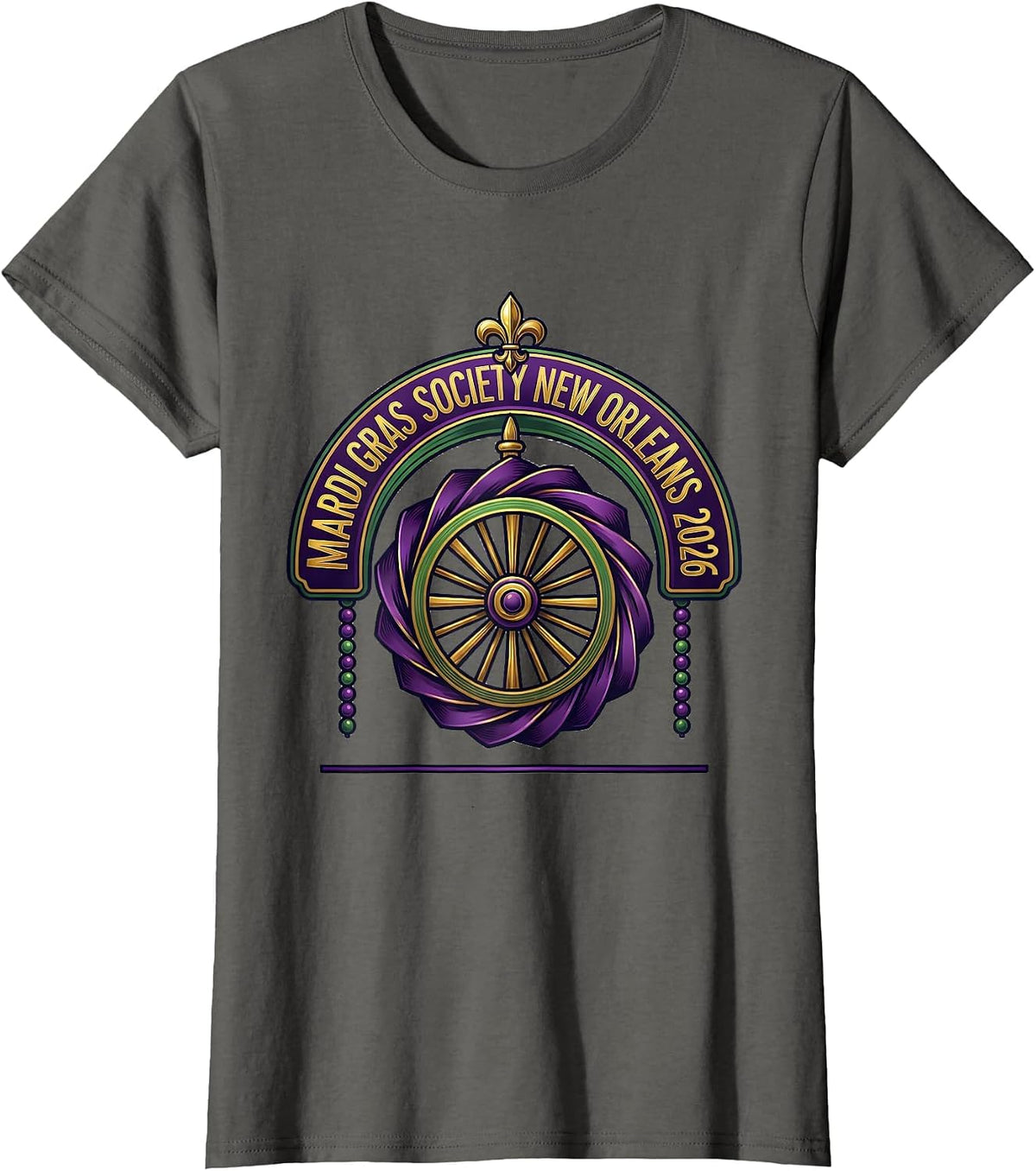 Women's Mardi Gras Society New Orleans 2026 Carnival Party Souvenir T-Shirt - Asphalt Grey